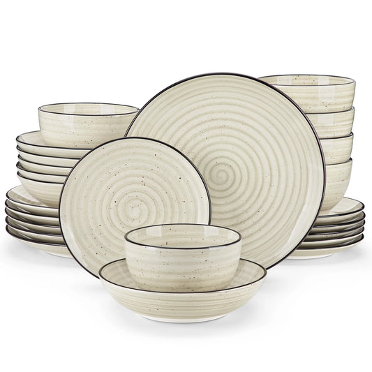 Malacasa Ceramic Dinnerware Set With Plates And Bowls