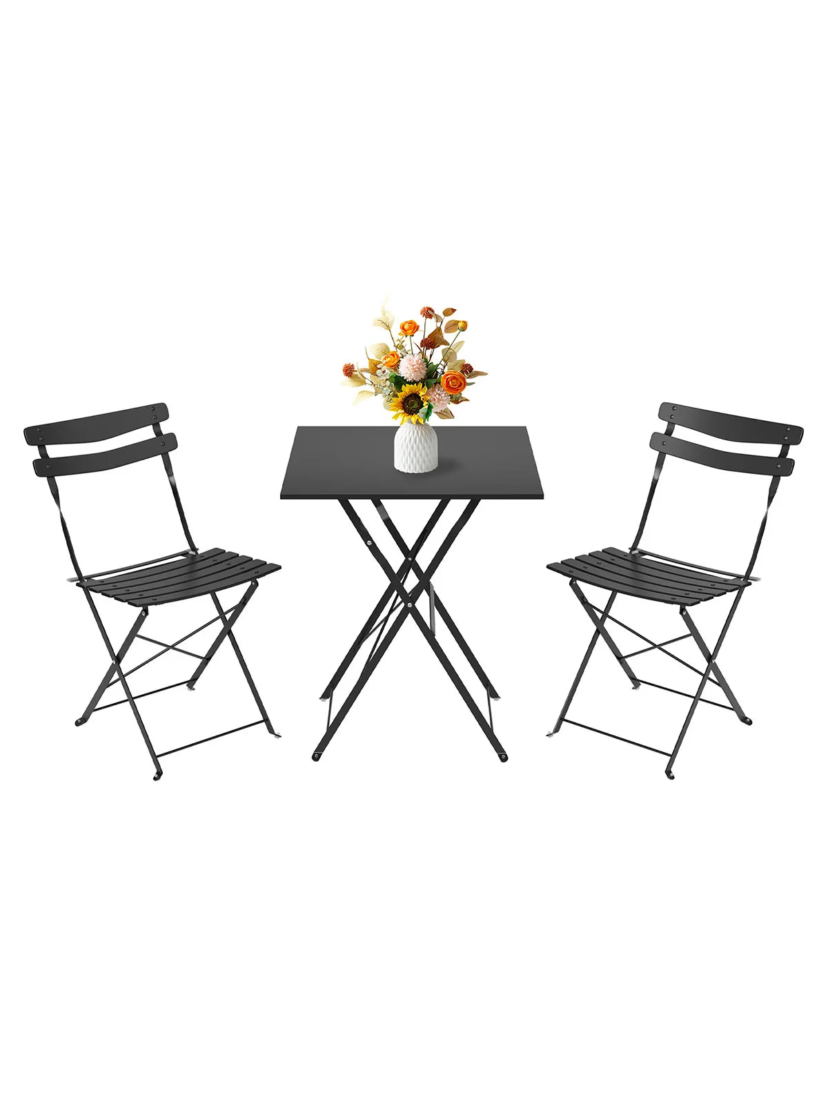 HiMISS Collapsible Outdoor Bistro Set With Powder Coated Steel Frame