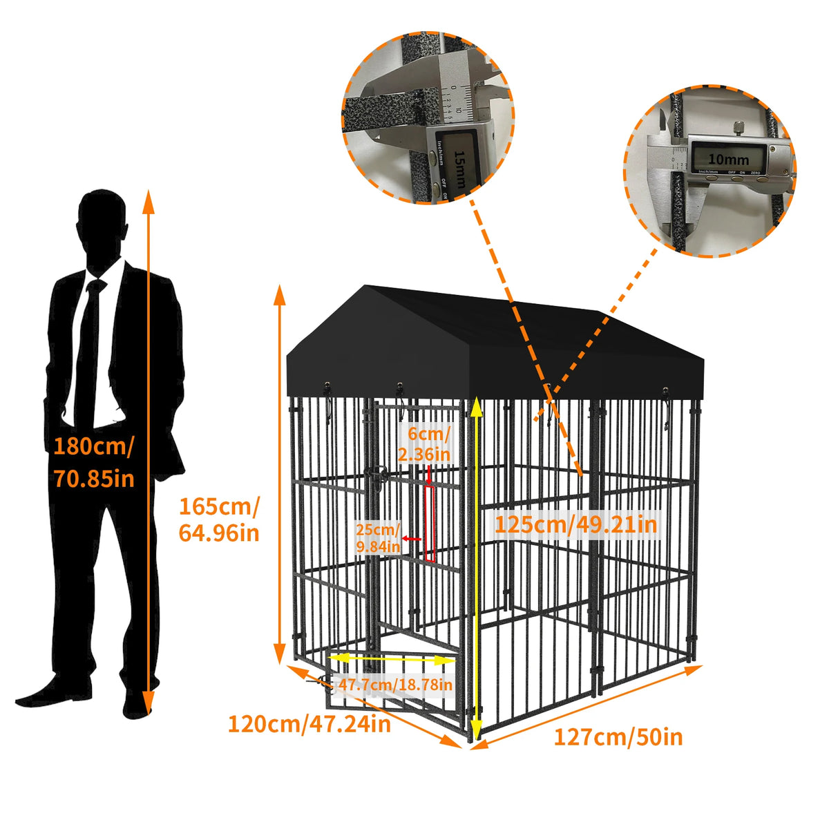 Heavy Duty Metal Outdoor Dog Kennel With Secure Roof