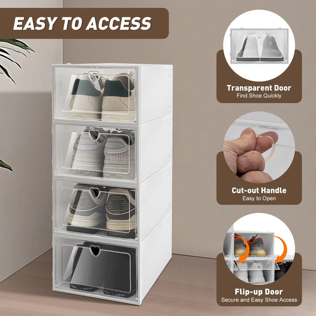 Bymaocar 20 Pcs Stackable Shoe Storage Box Transparent Shoe Organizer