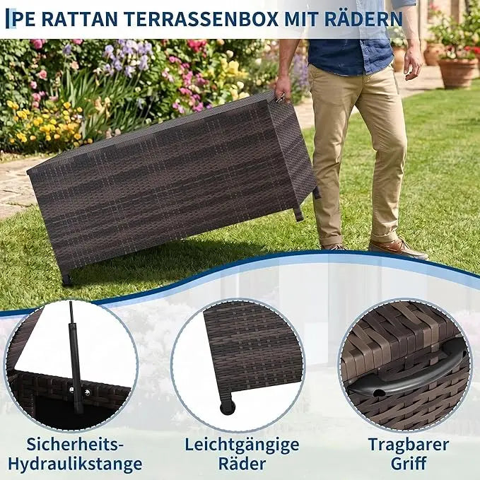 HiMISS Weatherproof Outdoor Storage Box With Lid And Wheels