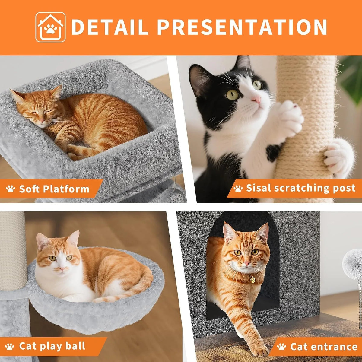 Multi Level Cat Condo With Integrated Litter Box And Hammock
