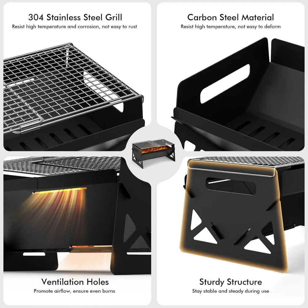 XIUWO Folding Portable Charcoal Grill For Outdoor Camping