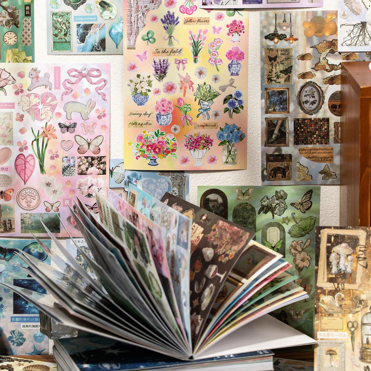Retro Mirror Decorative Sticker Book For Artistic Scrapbooking