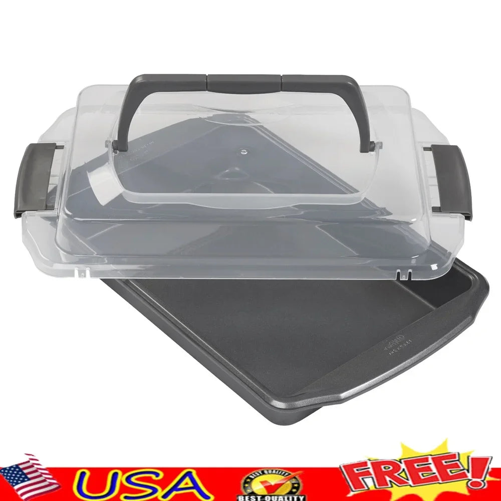 Nonstick Oblong Cake Pan With Lid For Baking And Casseroles