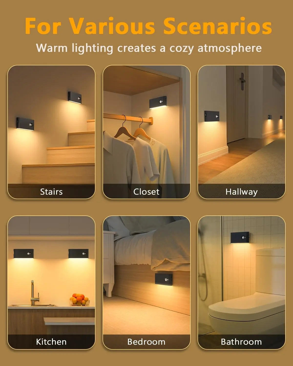 Willed Motion Sensor LED Night Light Wireless Rechargeable Wall Lamp