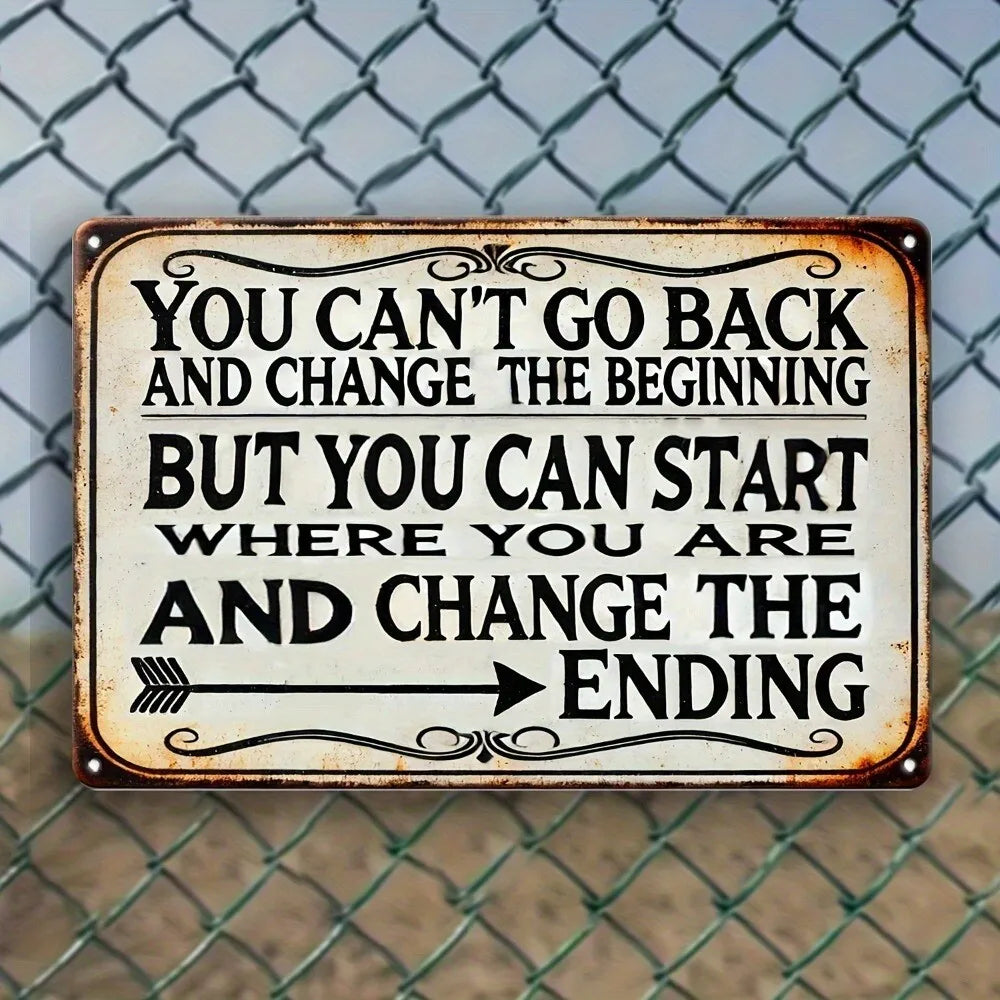 Vintage Retro Inspirational Metal Wall Sign With Positive Quote