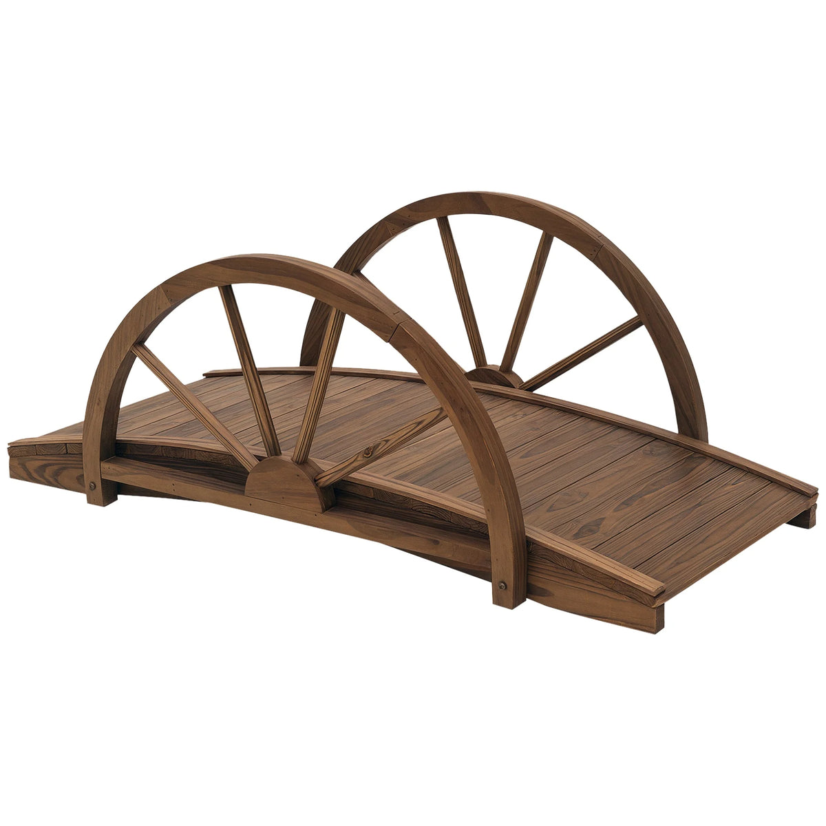 Outsunny Wooden Arch Garden Bridge With Decorative Curved Rails