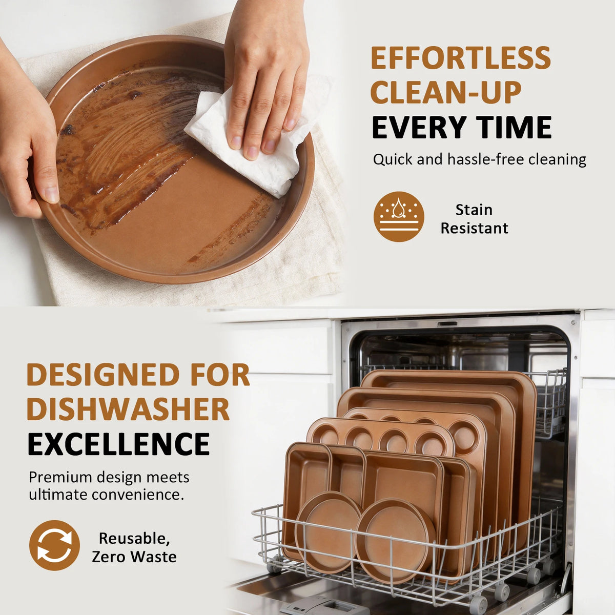 Nonstick Carbon Steel Bakeware Set With Copper Coated Pans