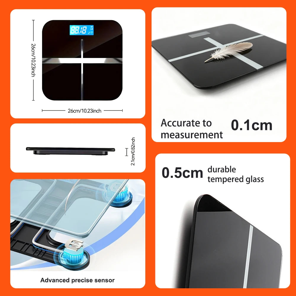 Premium Digital Bathroom Weight Scale With Tempered Glass Platform