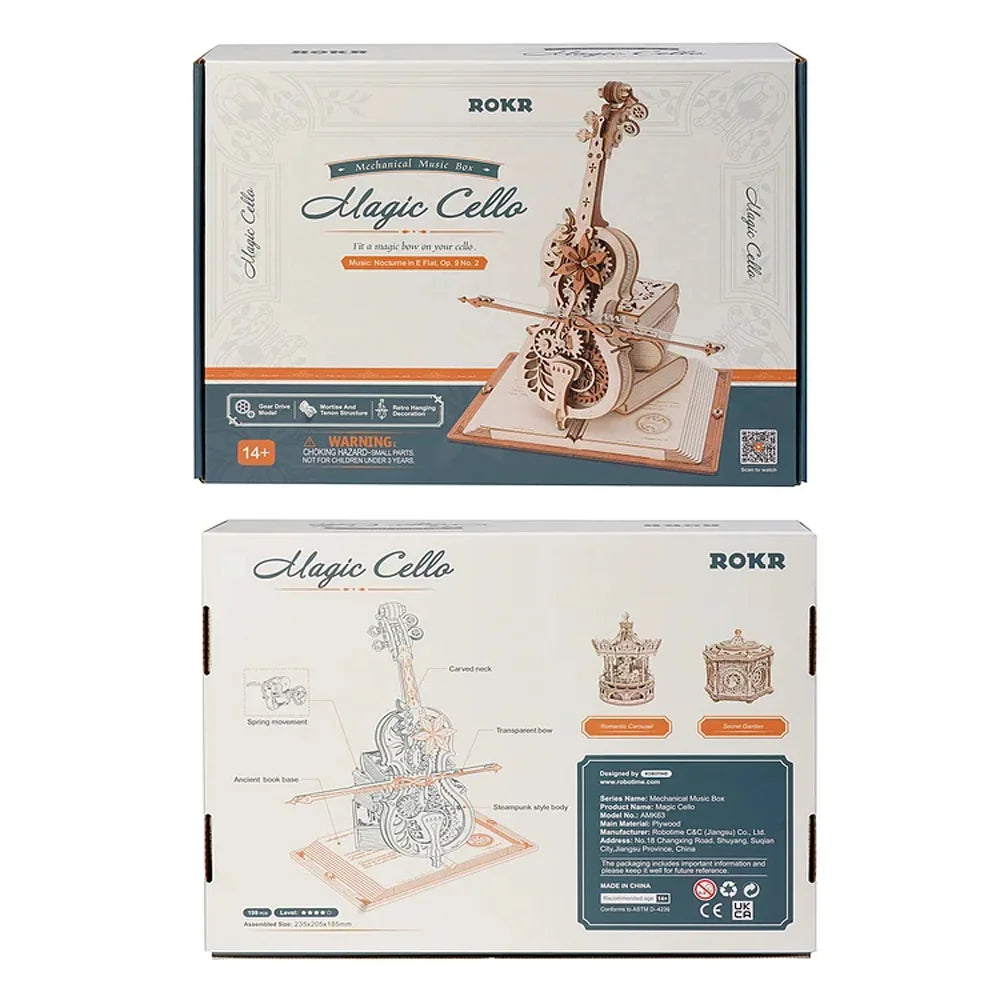 Robotime 3D Wooden Puzzle Mechanical Cello Music Craft Toy