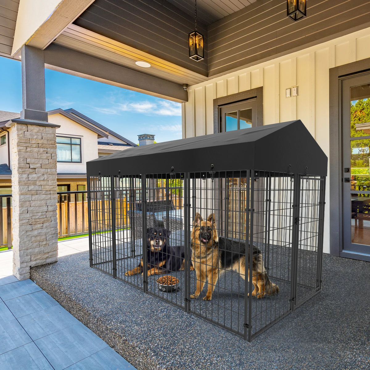 Bingopaw Outdoor Dog Kennel With Waterproof Canopy Cover