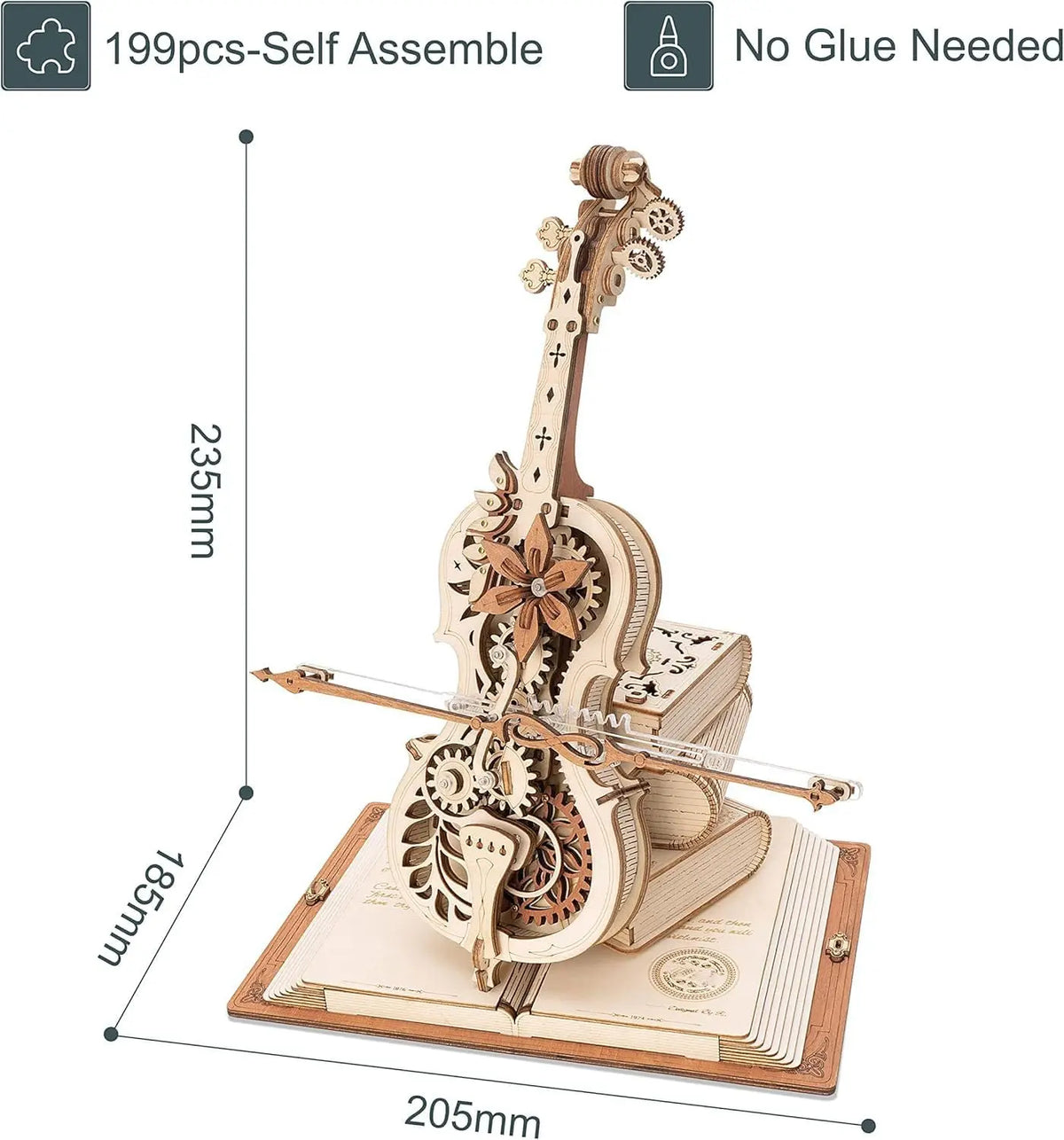 Robotime 3D Wooden Puzzle Mechanical Cello Music Craft Toy