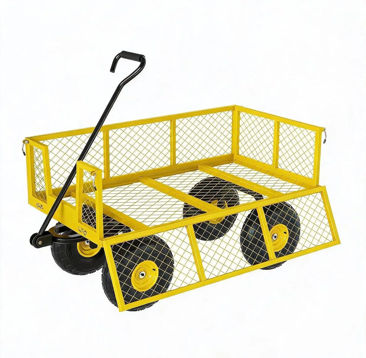 Tacleekii Heavy Duty Steel Garden Cart With Durable Mesh Tray