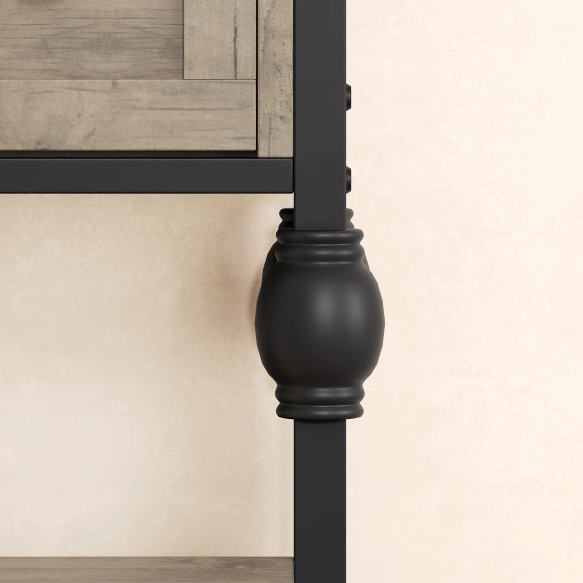 HiMISS Industrial Console Table With Three Drawers And Metal Frame