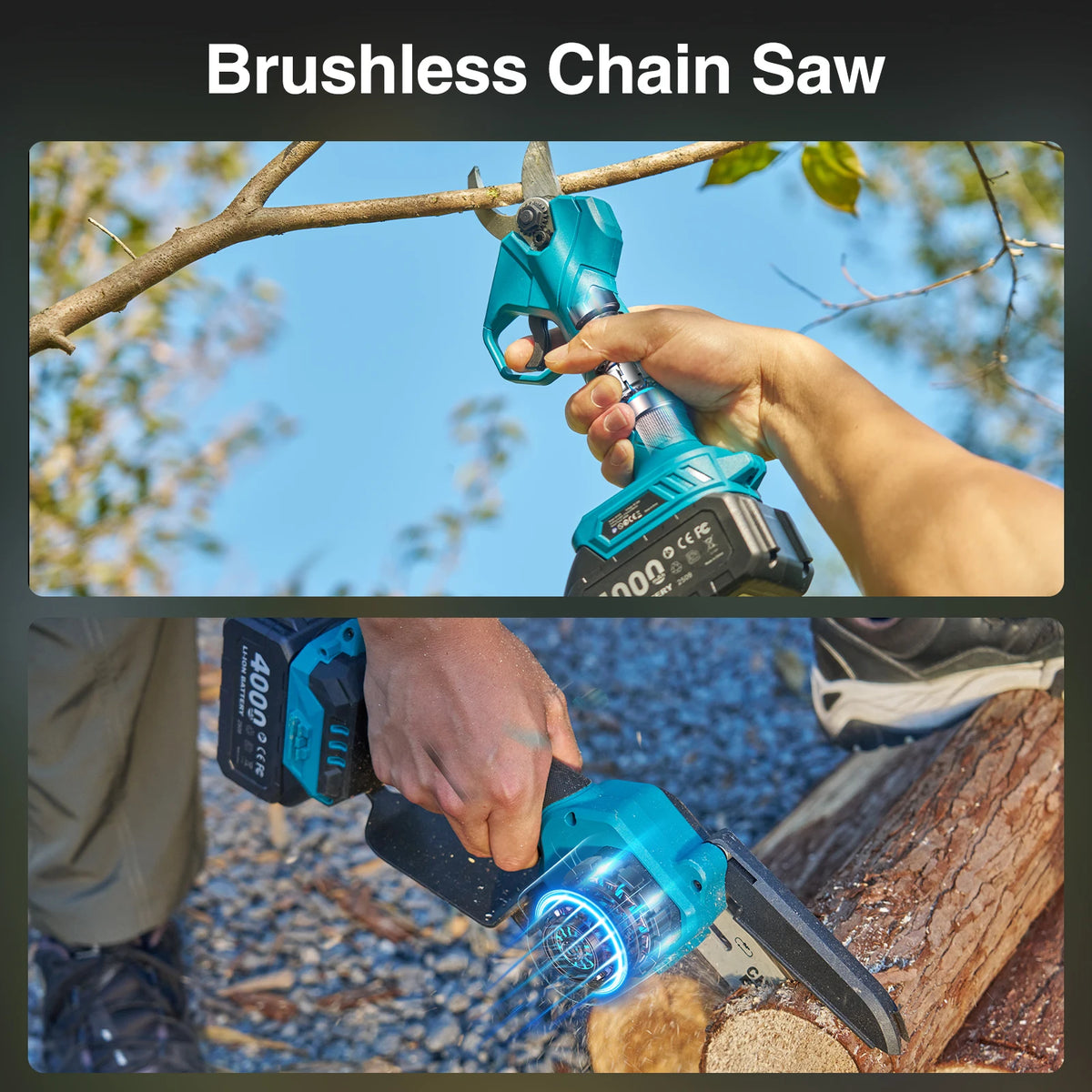 TaskStar Electric Pole Pruner And Mini Chainsaw Combo