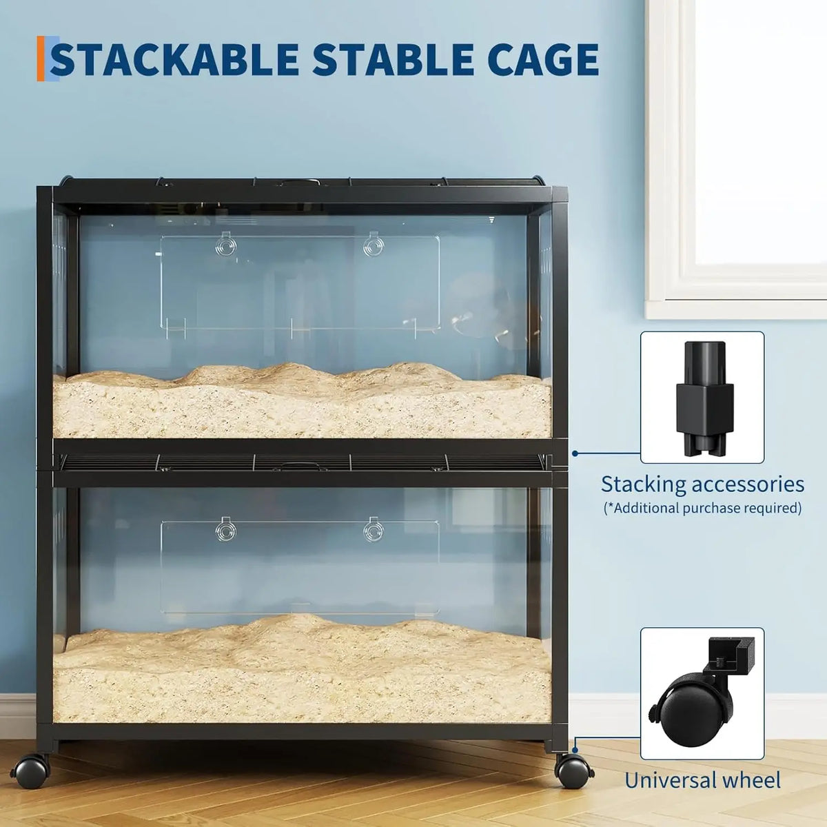 HiMISS Three Tier Metal Hamster Cage With Exercise Wheel Kit
