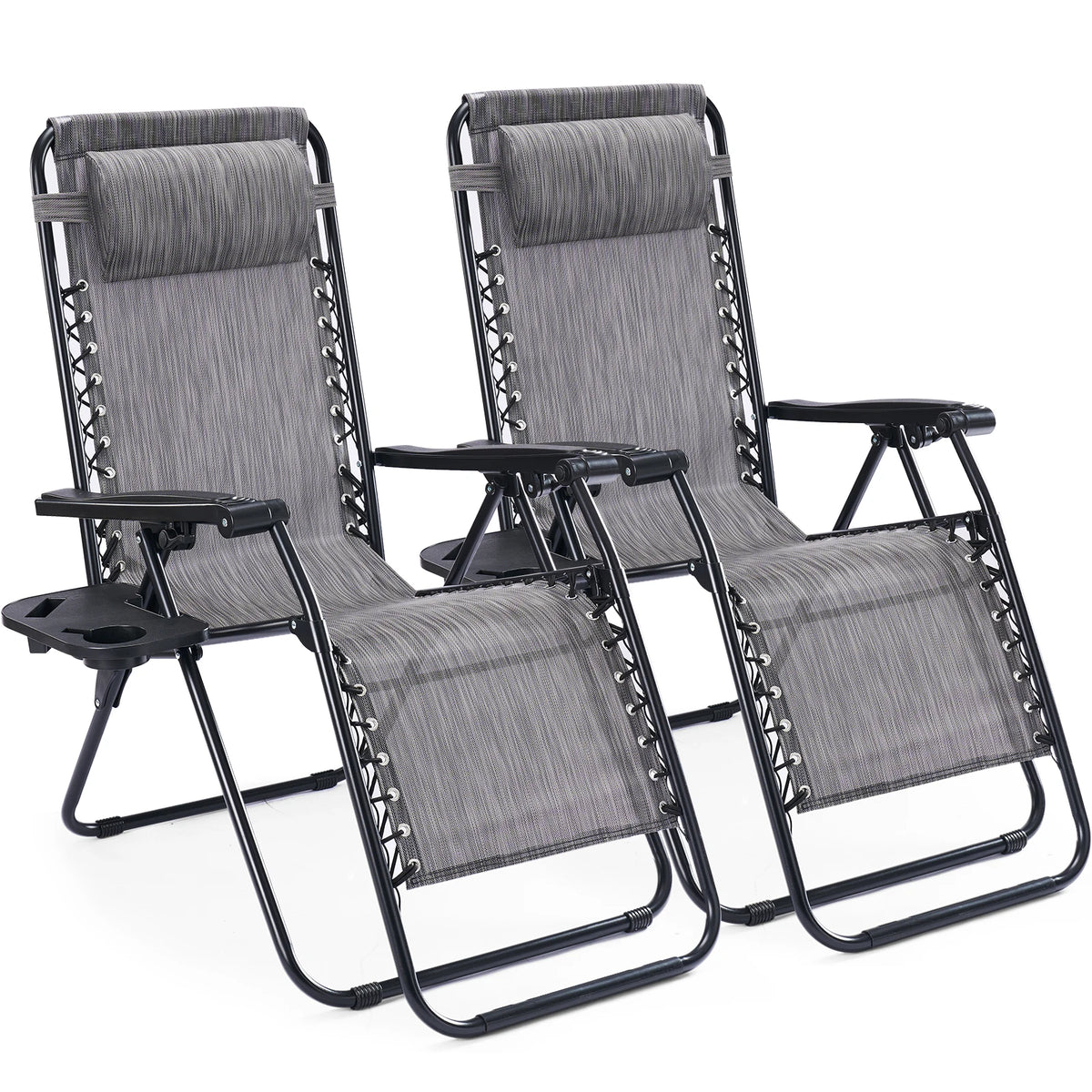 JHK Outdoor Portable Zero Gravity Recliner Lounge Chair Set