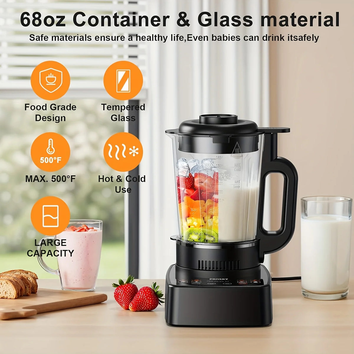 Prasky Professional 2400W Heating Blender With Auto Clean Design