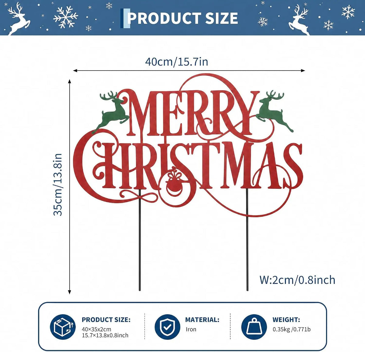 Merry Christmas Reindeer Yard Signs With Stakes For Outdoor Decor