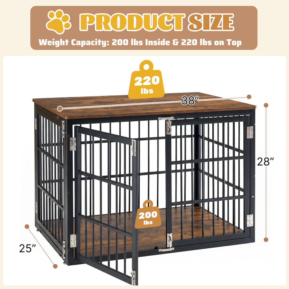 JHK Heavy Duty Dog Kennel With Double Lock Doors And Wood Frame