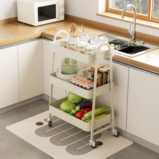 Jhk Three Tier Rolling Storage Cart With Secure Locking Wheels