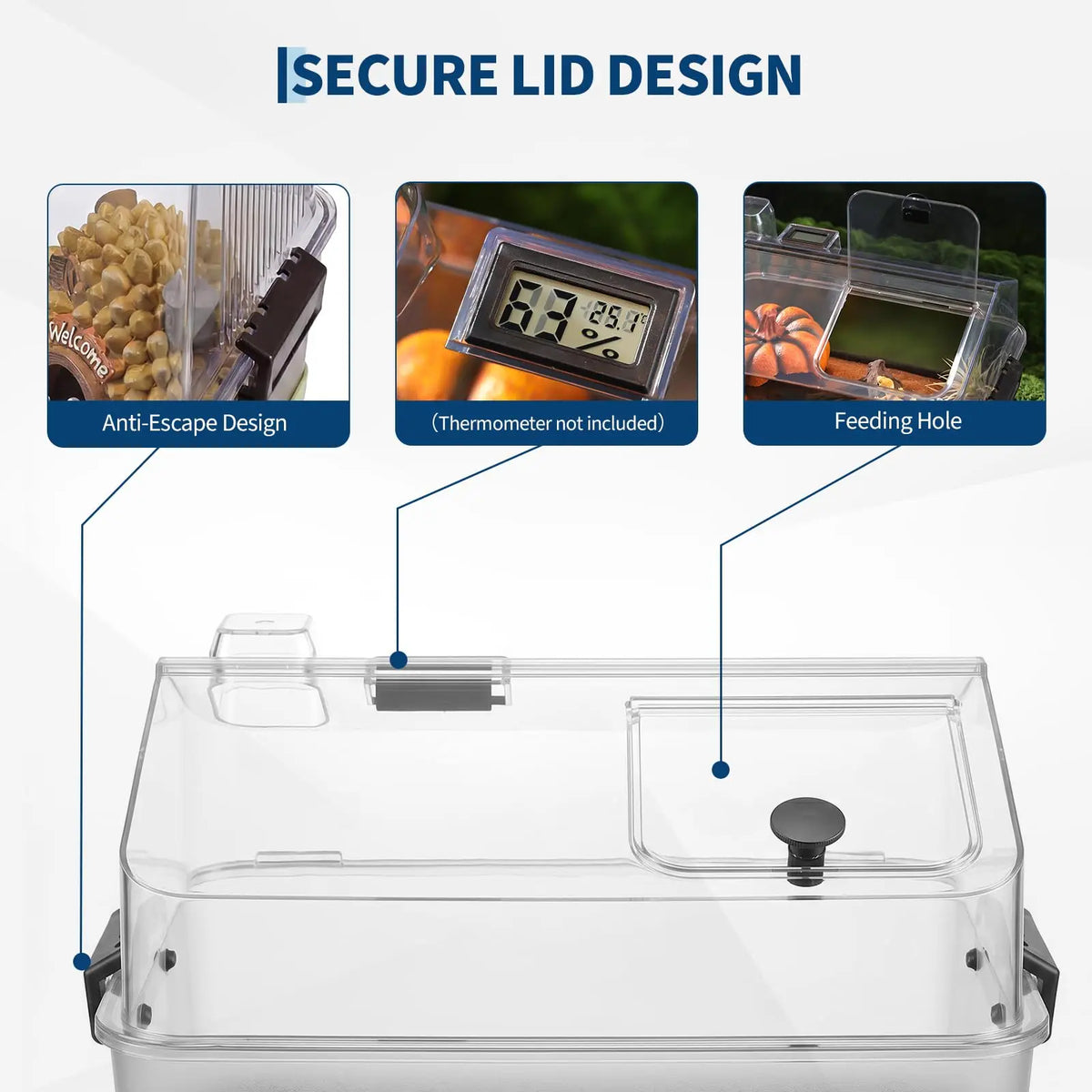 HiMISS Acrylic Reptile Terrarium Kit With Lid And Heating Pad