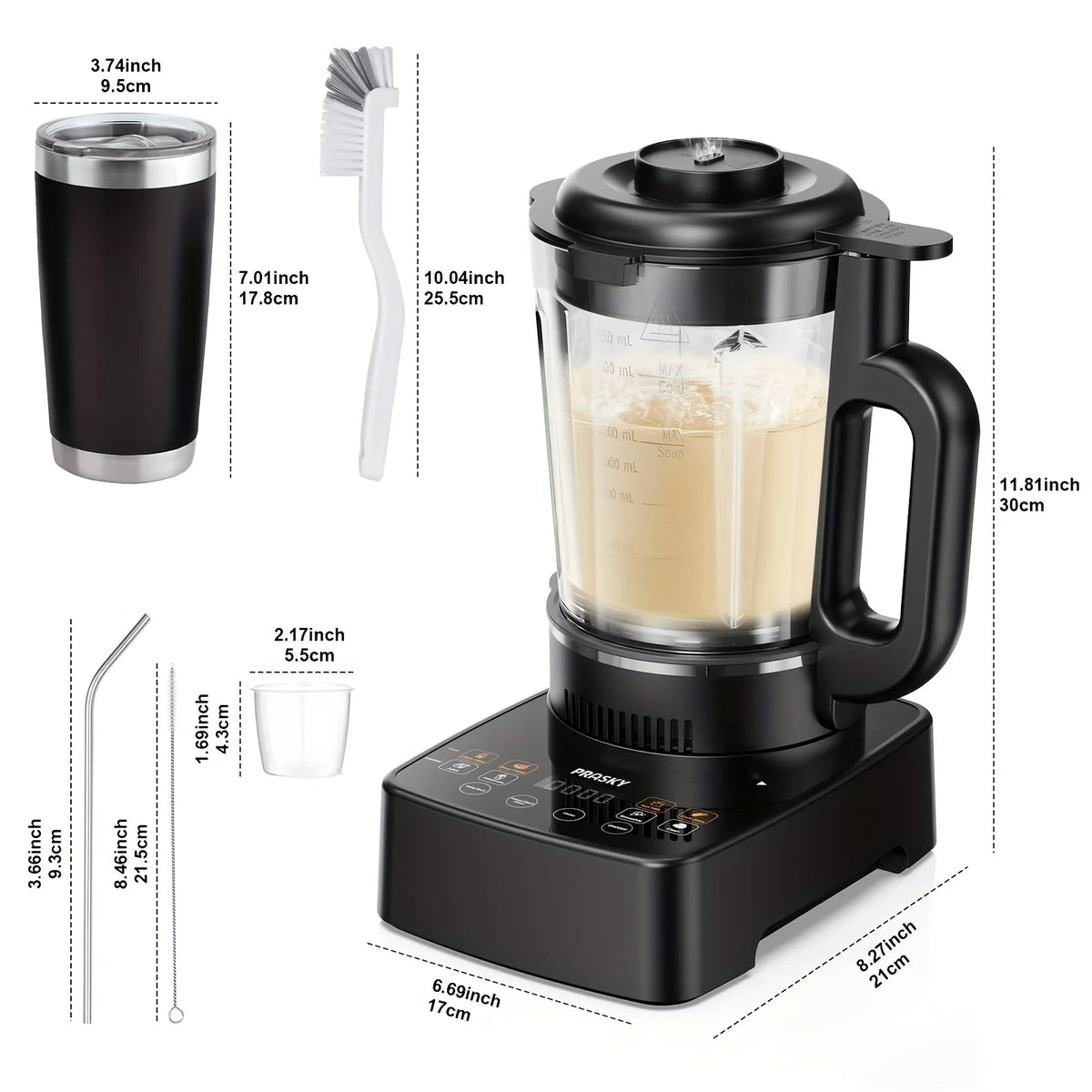 Prasky Professional 2400W Heating Blender With Auto Clean Design