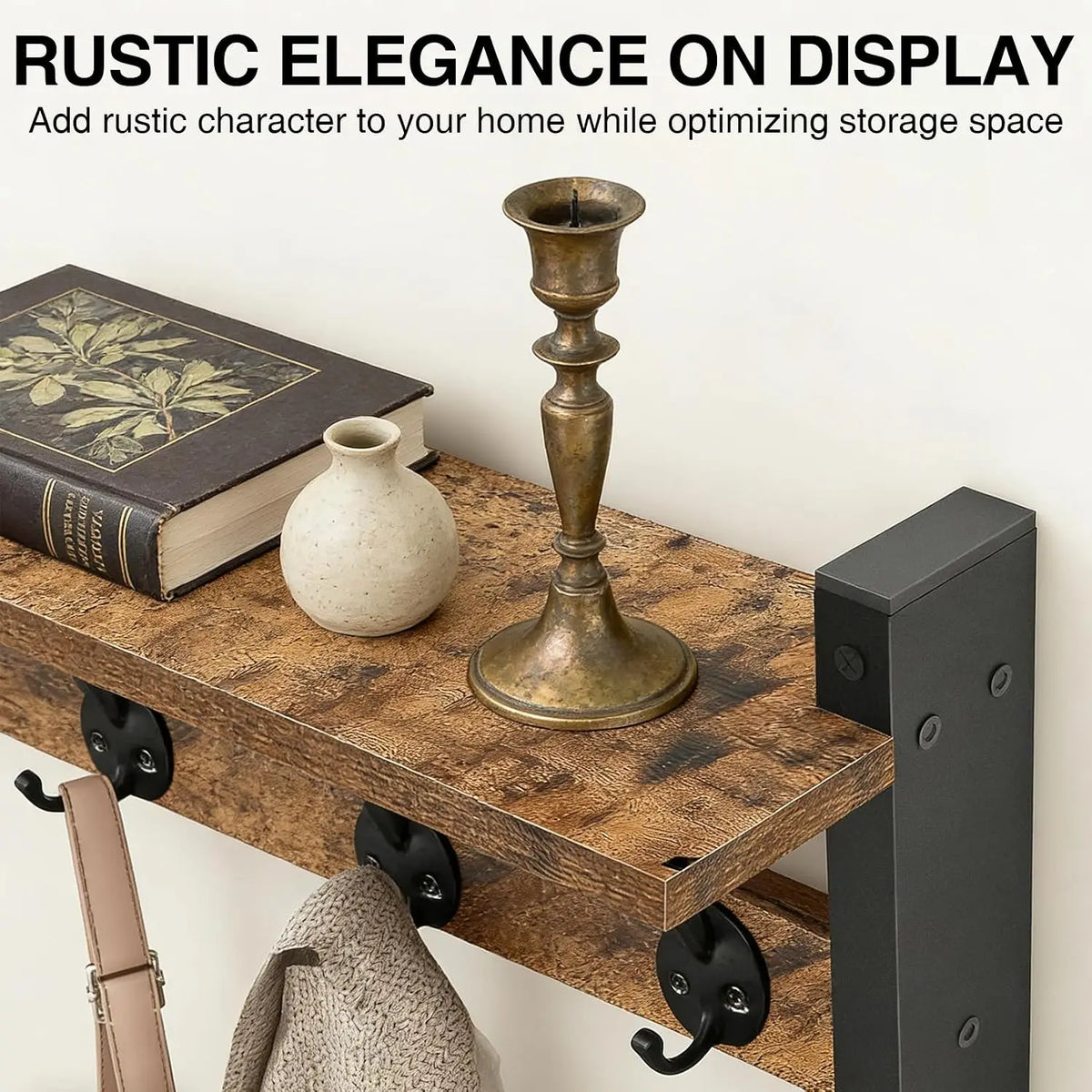 Garvee Wall Mounted Coat Rack With Wooden Storage Shelf