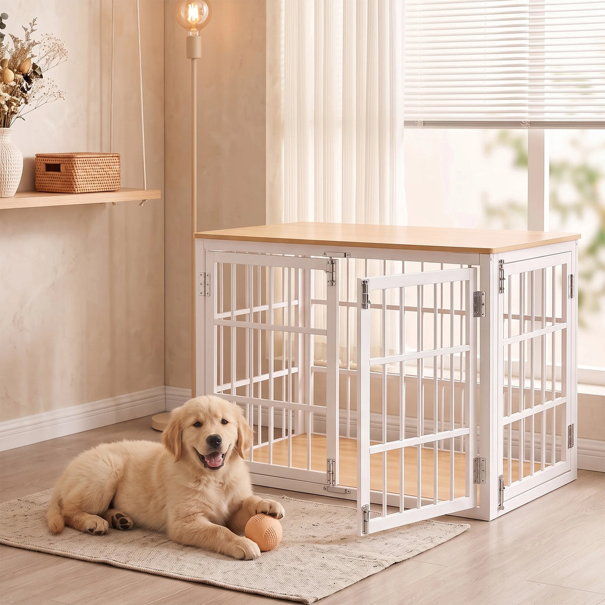 JHK Heavy Duty Dog Kennel With Double Lock Doors And Wood Frame