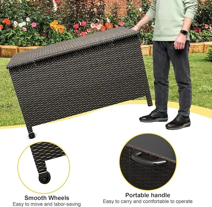 HiMISS Weatherproof Outdoor Storage Box With Lid And Wheels