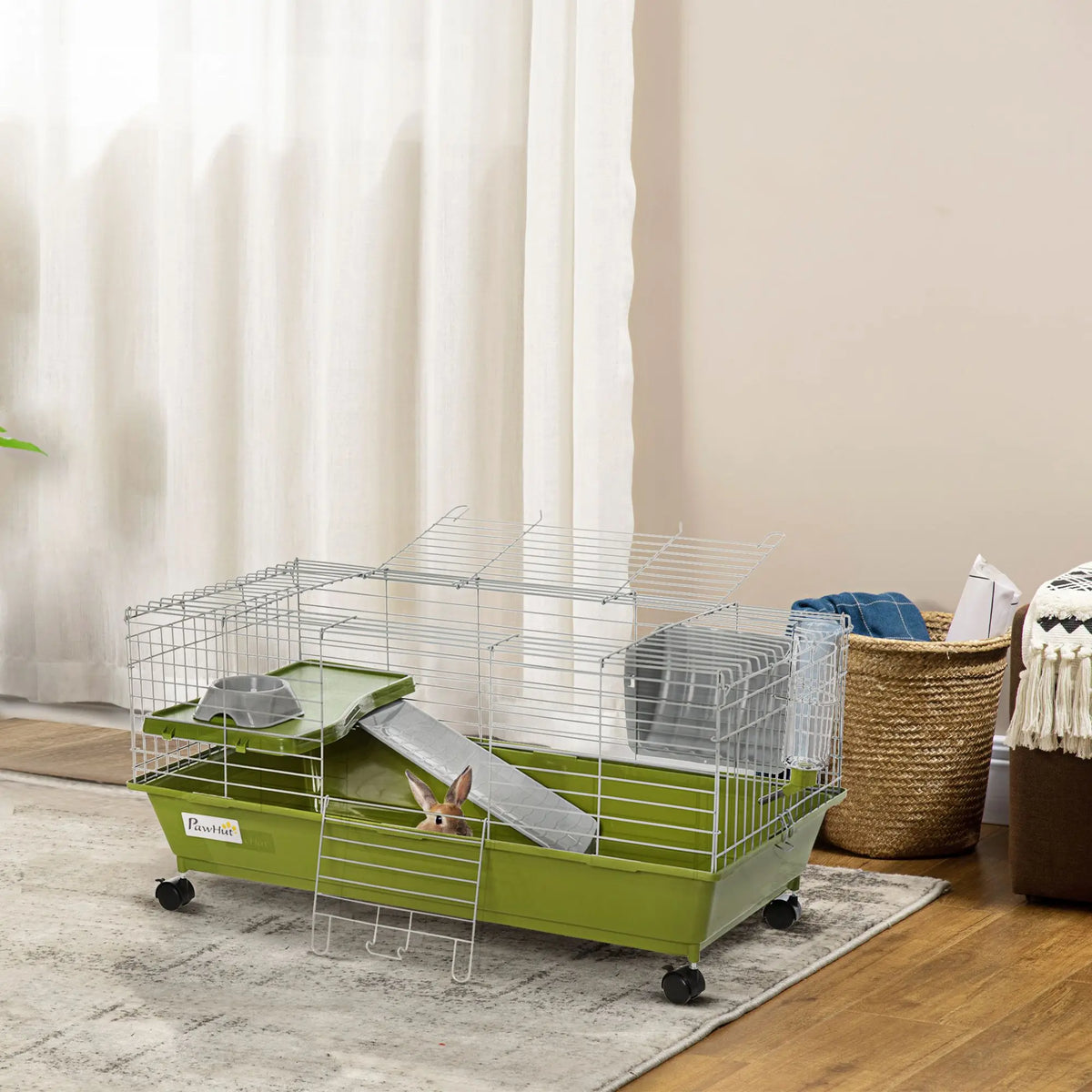 Rolling Small Animal Cage With Ramp And Platform For Pets