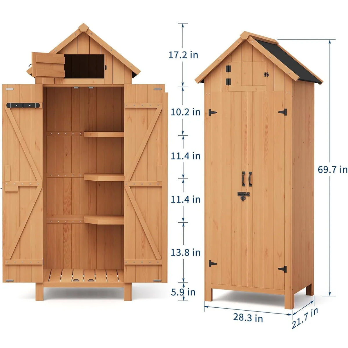 Waterproof Wooden Outdoor Storage Cabinet With Lockable Door