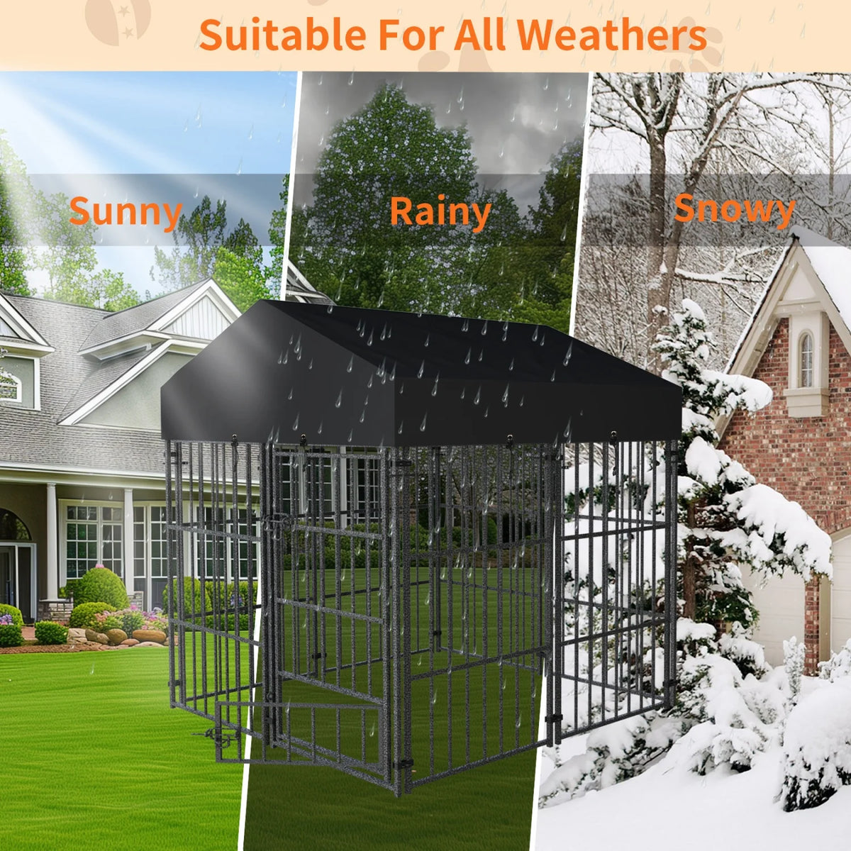 Heavy Duty Metal Outdoor Dog Kennel With Secure Roof