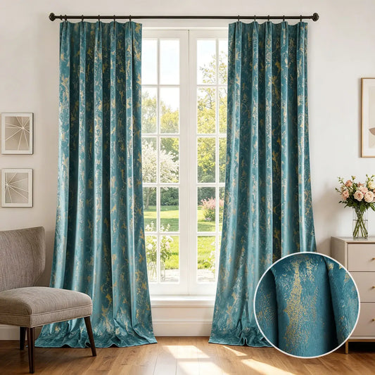 Luxury Velvet Blackout Curtains Two Panel Window Drape Set