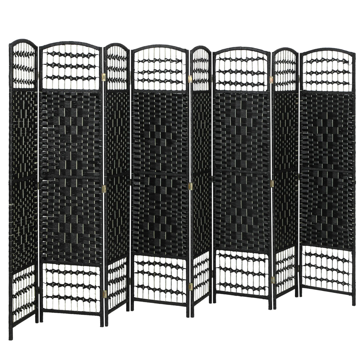 Freestanding Eight Panel Folding Wood Room Divider And Privacy Partition