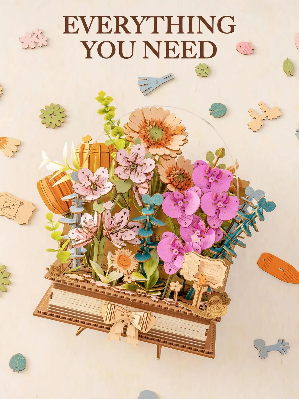 Rolife 3D Wooden Blooming Book Puzzle Kit For Gift Lovers