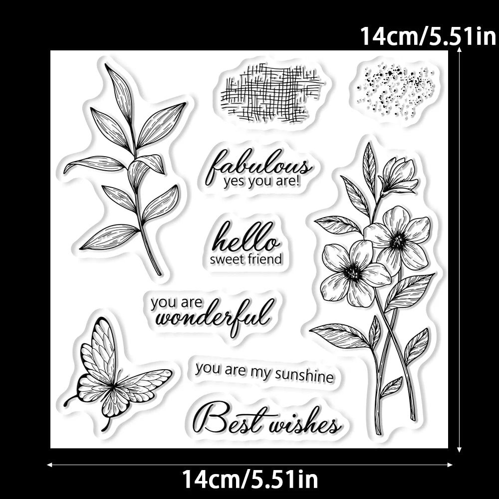 Spring Flower Cutting Dies And Clear Stamp Set For Scrapbooking