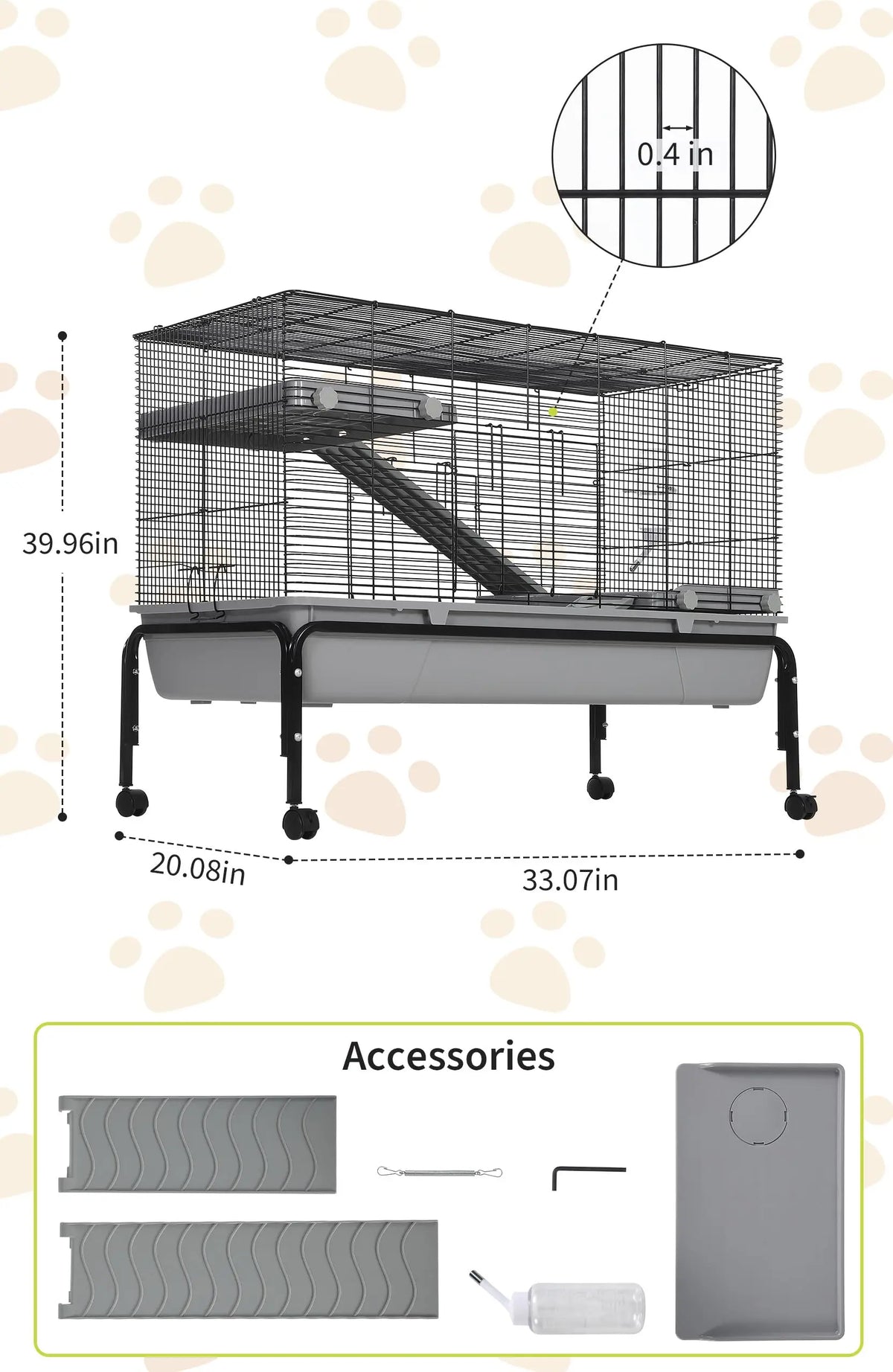 HiMiss Multi Level Small Pet Cage With Detachable Rolling Stand