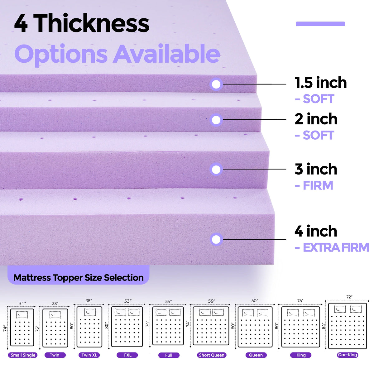 MCQ Premium Gel Infused Memory Foam Cooling Mattress Topper