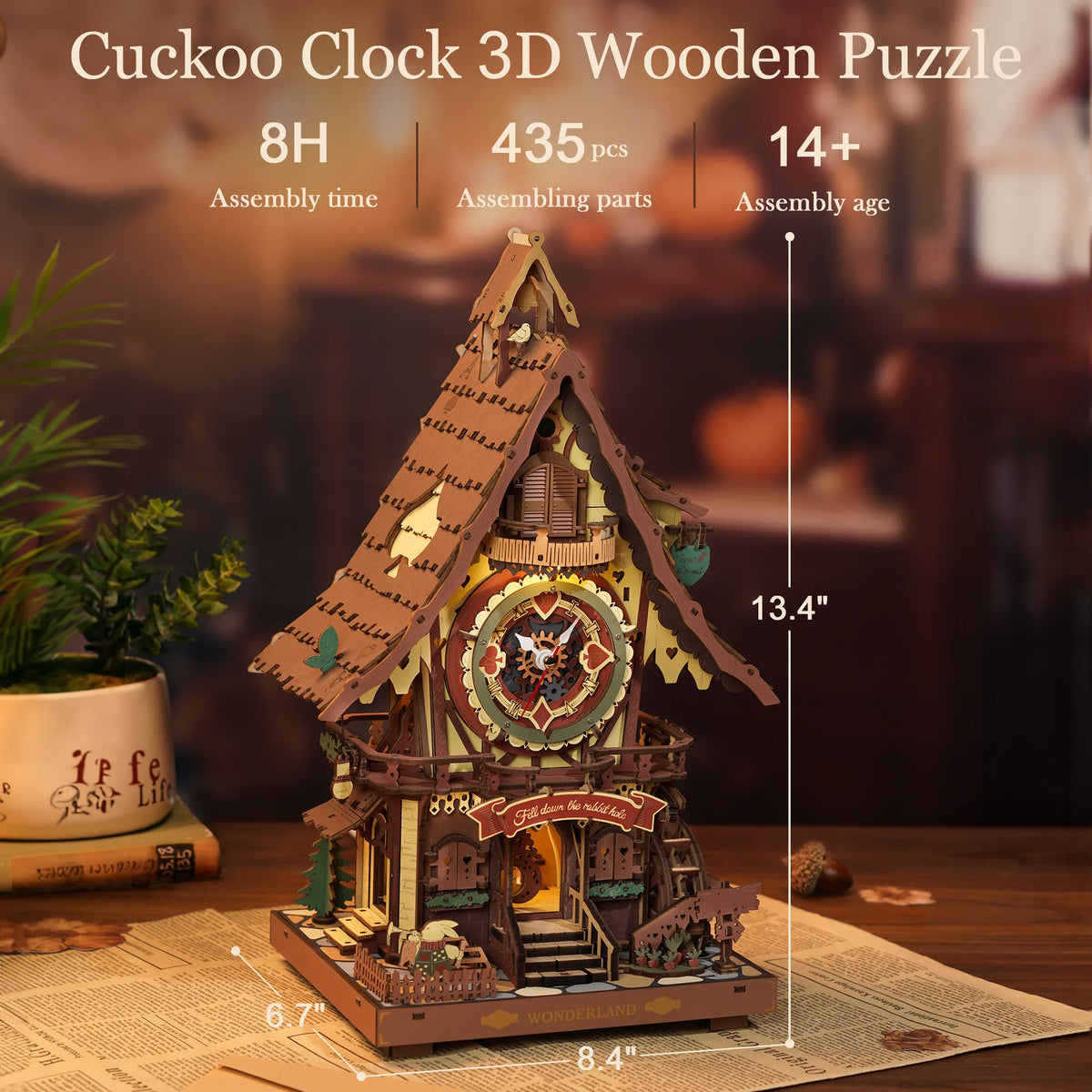 ROKR Wooden 3D Puzzle Cuckoo Clock Mechanical Model Building Kit