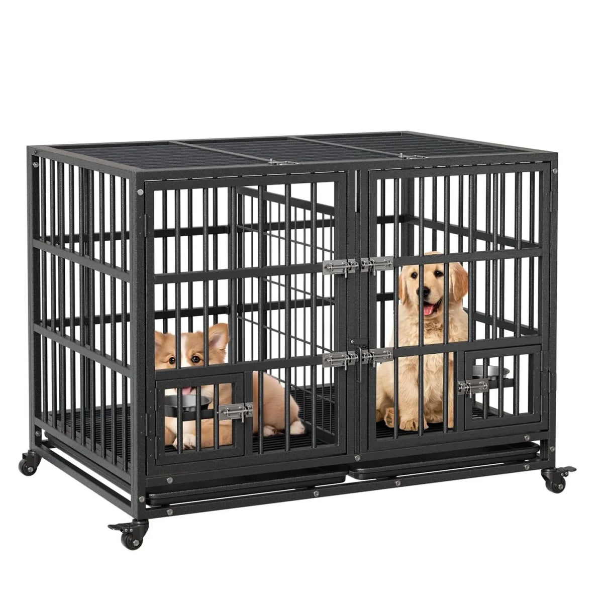 Anixol Heavy Duty Metal Dog Crate With Secure Double Doors