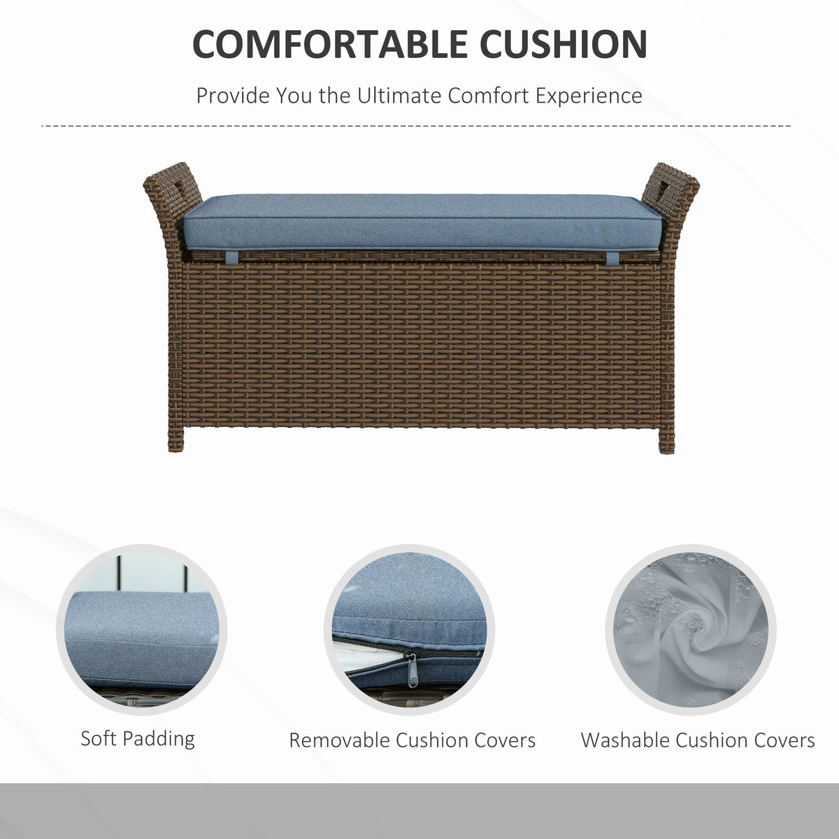 Outsunny Pe Rattan Wicker Storage Bench For Outdoor Patio