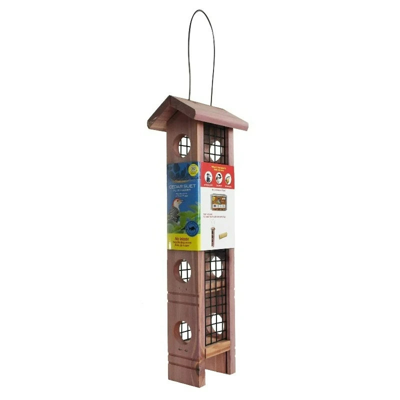 Cedar Wild Bird Suet Feeder Designed For Four Suet Plugs