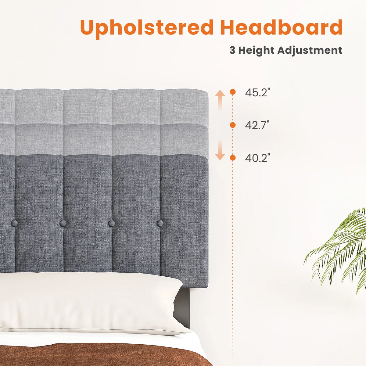 MCQ Upholstered Platform Bed Frame With Adjustable Headboard
