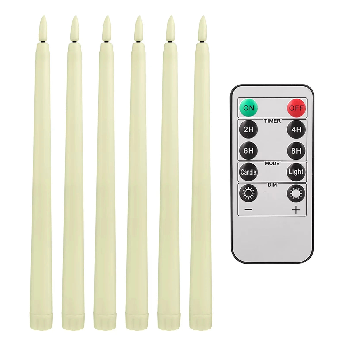 LED Flameless Taper Candles Featuring Remote Control Flickering Effect