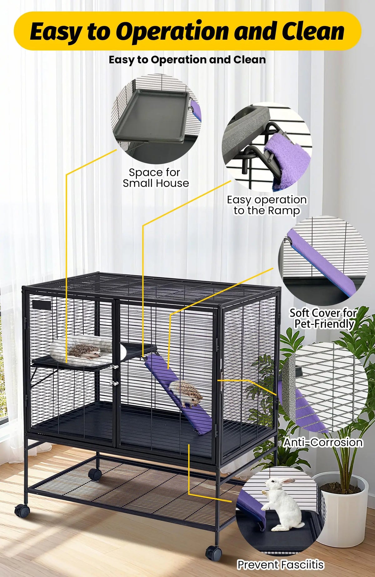 HiMISS Multi Level Small Animal Cage With Removable Ramp
