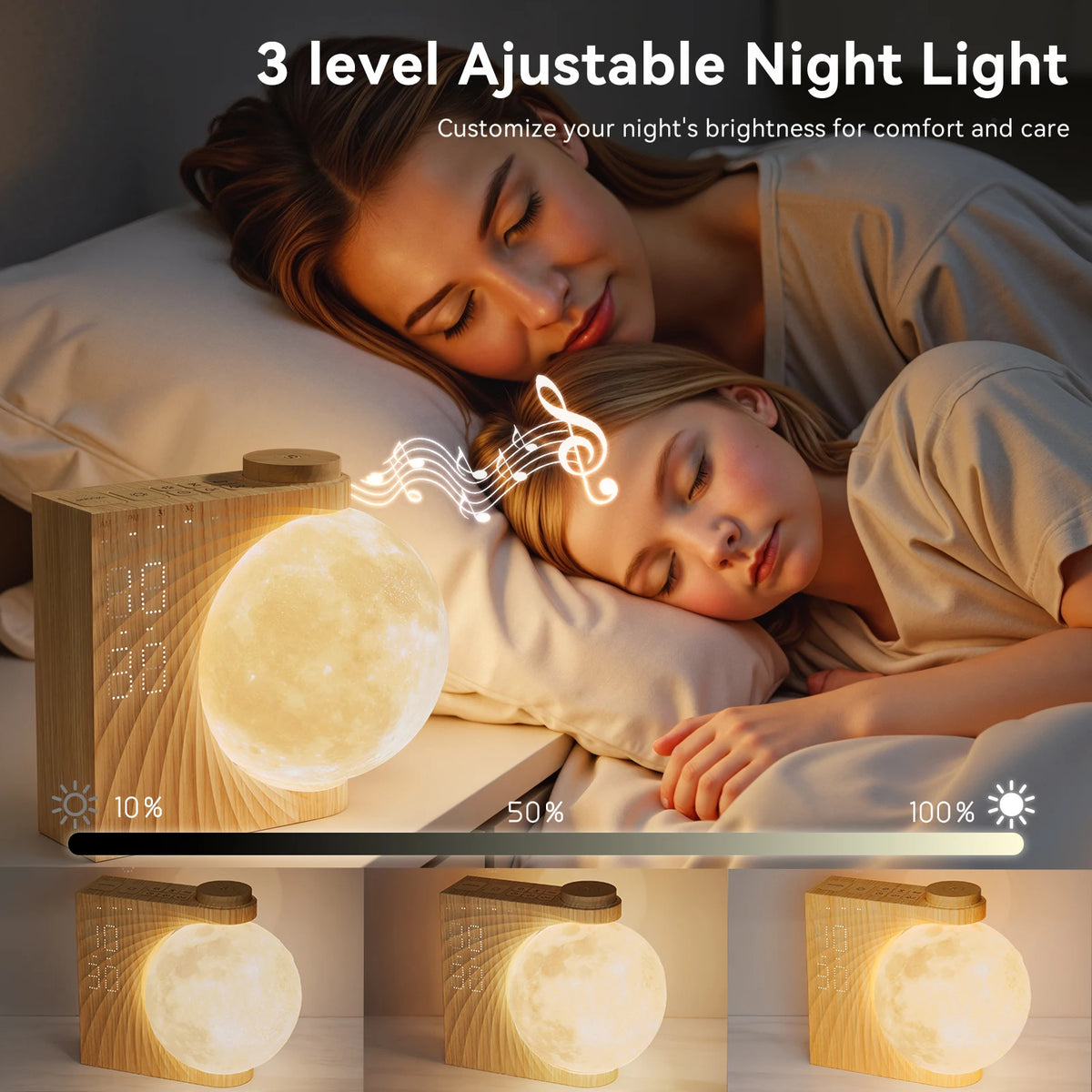 Reteyung Moon Lamp Sunrise Alarm Clock With White Noise Timer