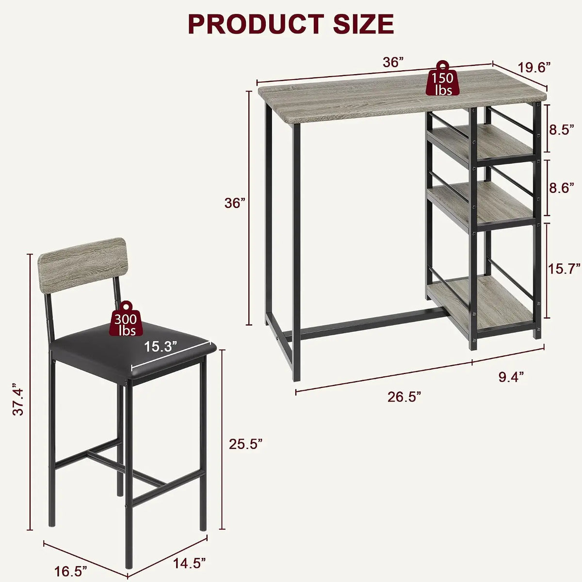 Garvee Folding Dining Table With Storage Shelves And Stools