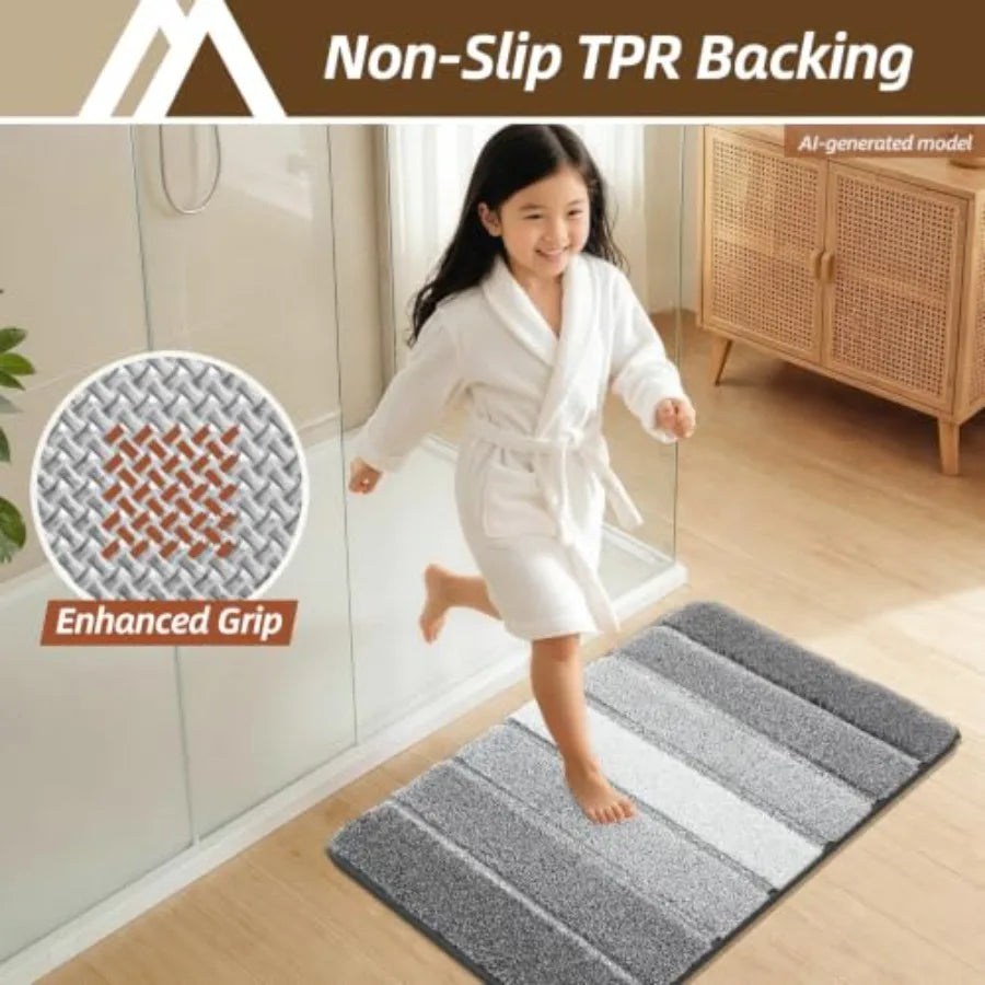 Ultra Soft Absorbent Non Slip Bath Mat Machine Washable Shaggy Rug